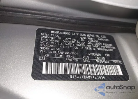 2021 Nissan Rogue Sport S Awd Xtronic Cvt из США, поврежденный, VIN JN1BJ1AW4MW423054